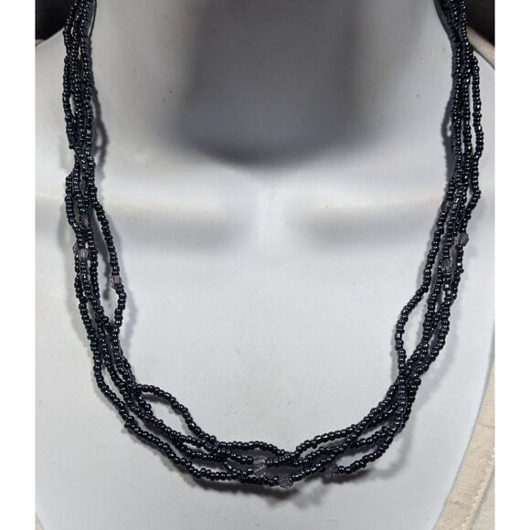 Simple Gothic Glass Beaded Multilayer Necklace With Subtle Metallic Finish - Picture 2 of 5